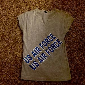 Grey US Air Force t shirt with rine stones. Size medium.